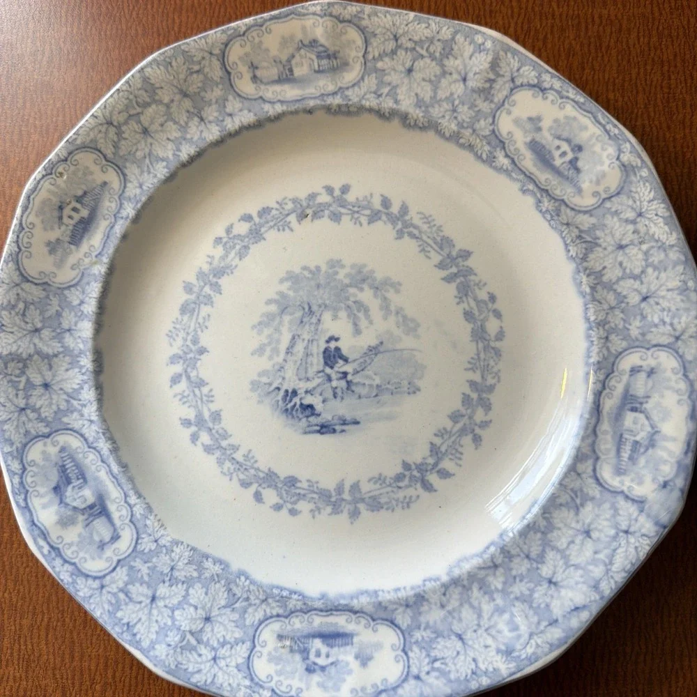 2 Antique J. Clementson Blue Transfrerware 